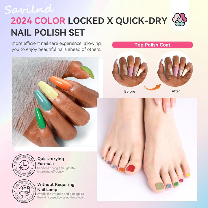 fast drying nail polish set with top coat