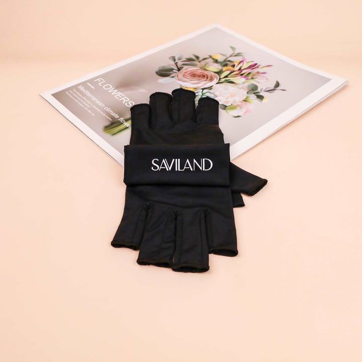 Saviland U V Gloves for Nails - Black UPF200+ Professional U V