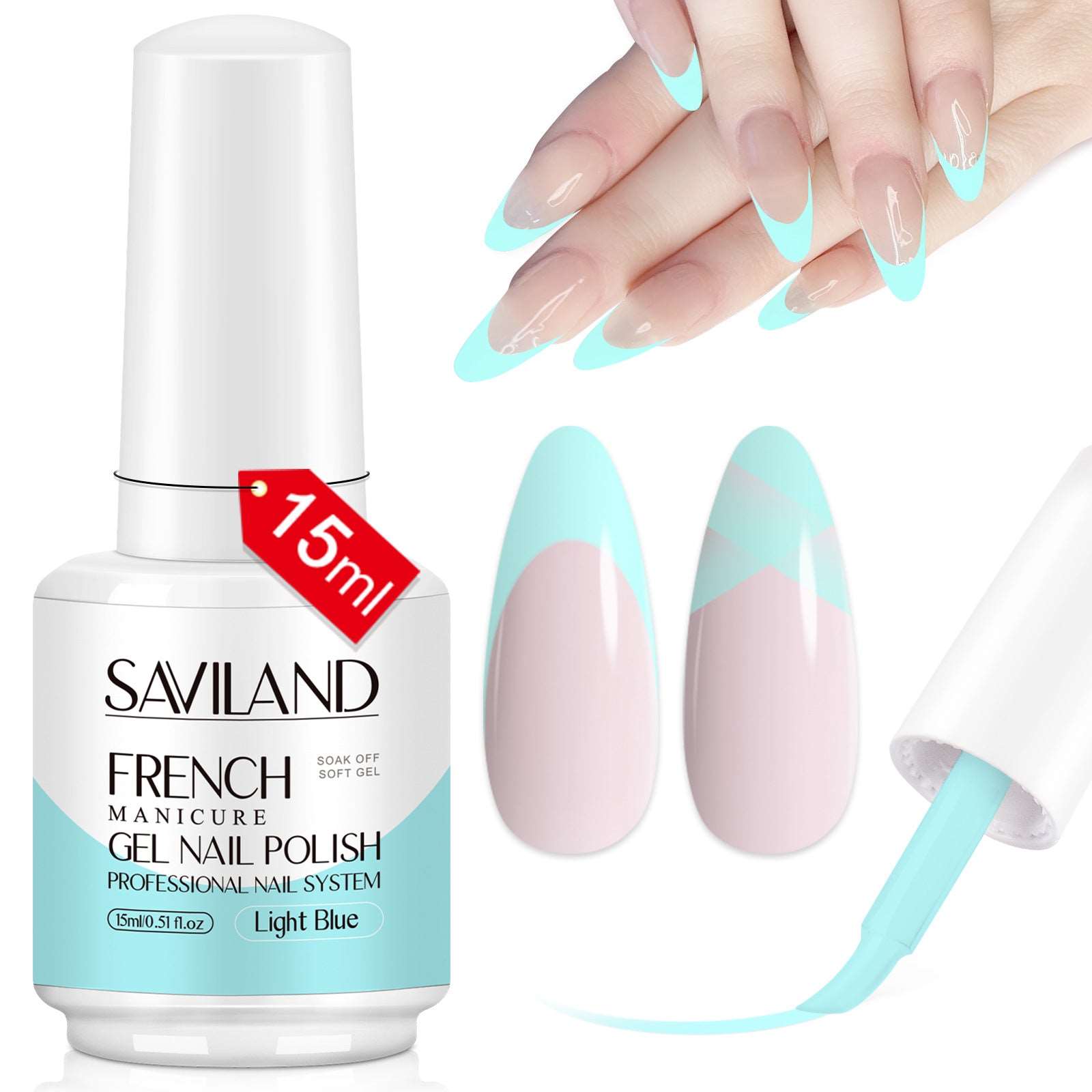 [US ONLY]15ML French Gel Nail Polish - 1PC Spring Summer Light Blue Color