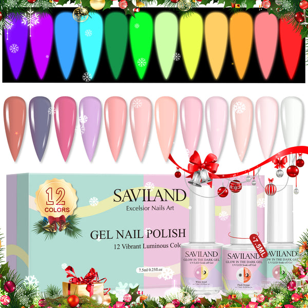 Glows in The Dark Gel Nail Polish Set - 12 Colors/7.5ml