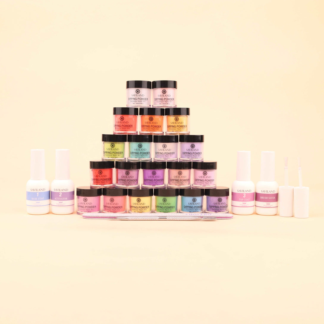 20 Colors Dip Powder Nail Kit - Activator Base Top Coat and Brush Saver