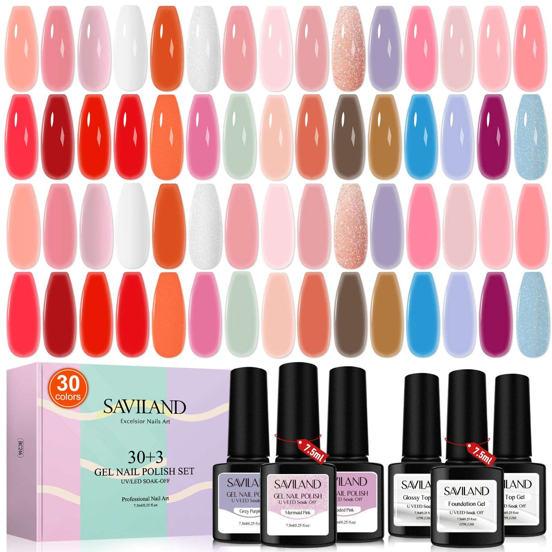 30+3PCS Jelly Gel Polish Set – Sheer Milky Nudes Pink Transparent