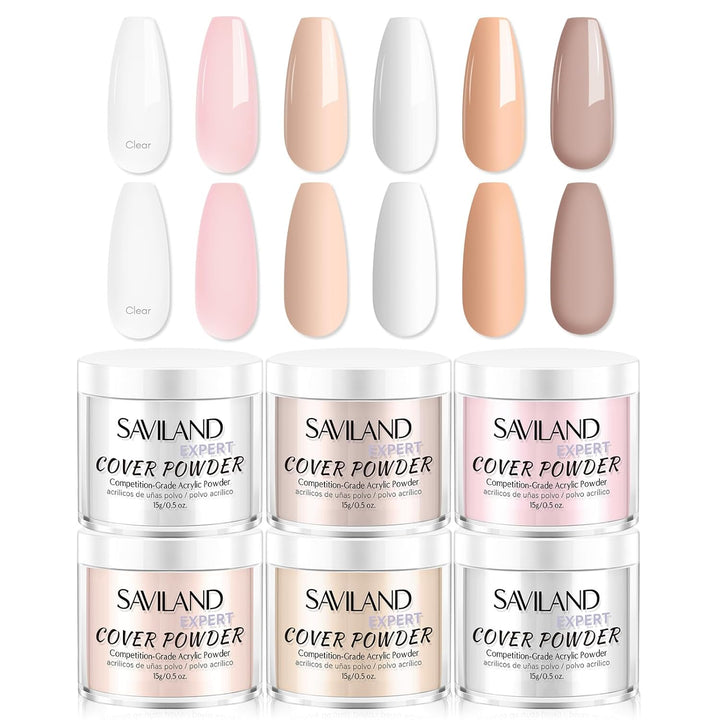 Saviland 6 Colors Cover Acrylic Powder Set