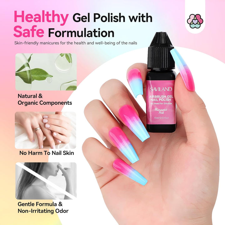 Saviland Airbrush Gel Nail Polish Set