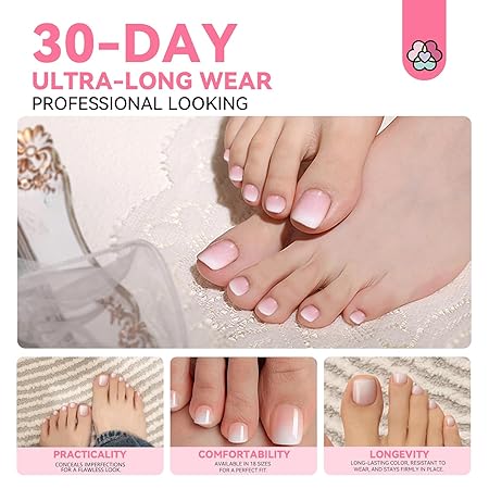 Saviland French Tip Press on Toe Nails