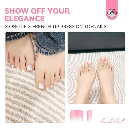 Saviland French Tip Press on Toe Nails