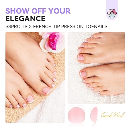 Saviland French Tip Press on Toenails