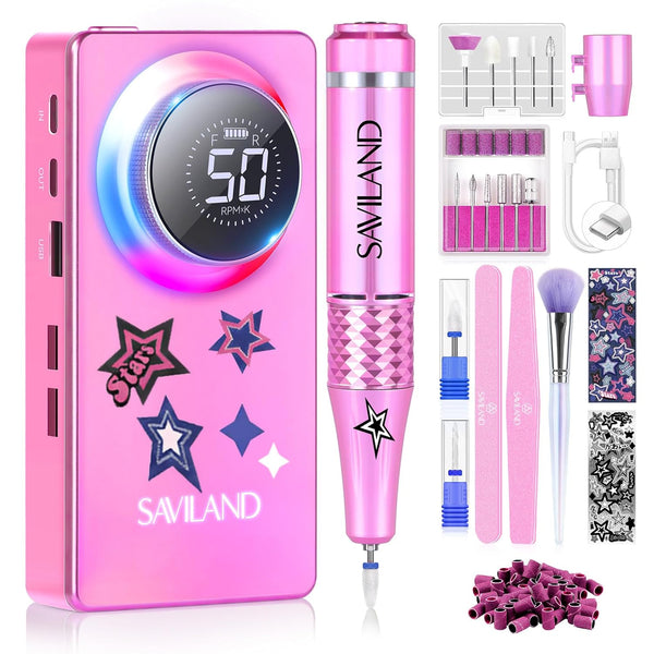 Saviland Pink Purple Electric Nail Drill-01