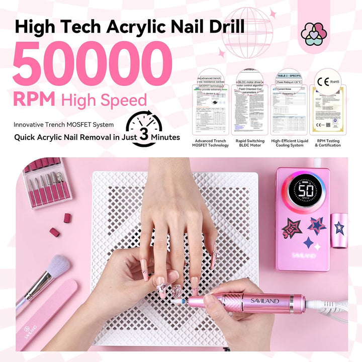 Saviland Pink Purple Electric Nail Drill-02