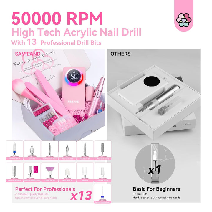 Saviland beautiful pink electric nail drill