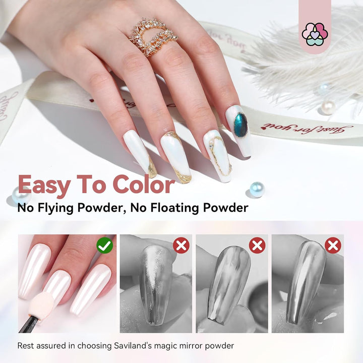 easy to color White Pearl Chrome Nail Powder