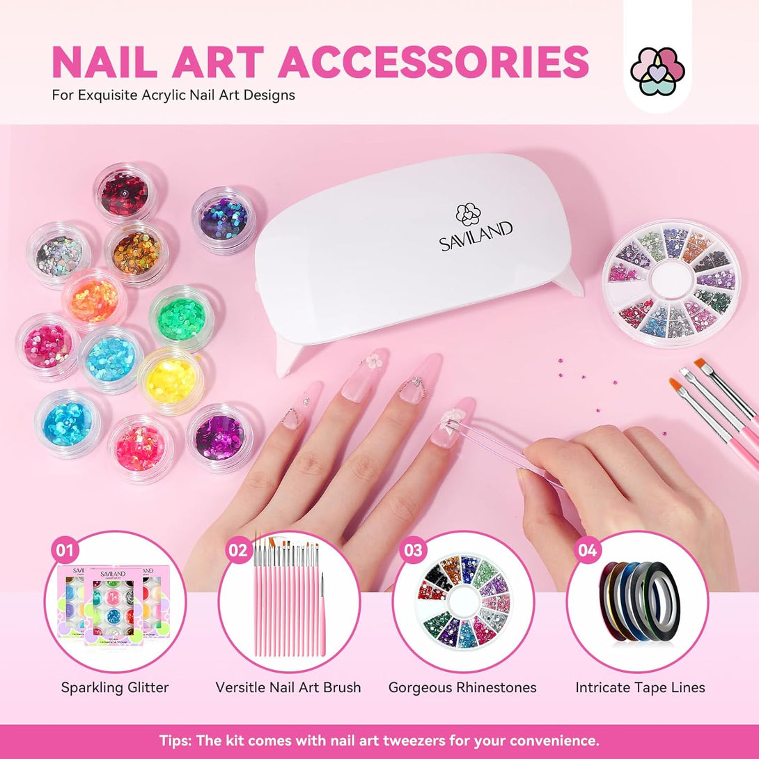 Saviland acrylic nail kit with everything-nail art accessories