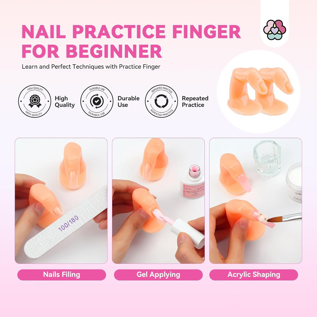 Saviland acrylic nail kit with practice finger