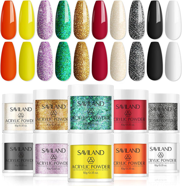 Saviland 10 colored Christmas acrylic powder set