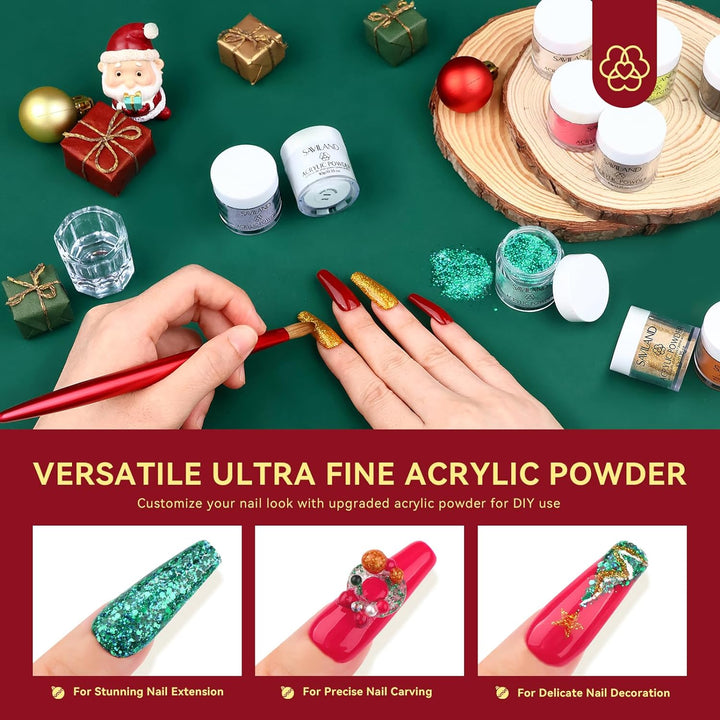 beautiful christmas acrylic powder nails