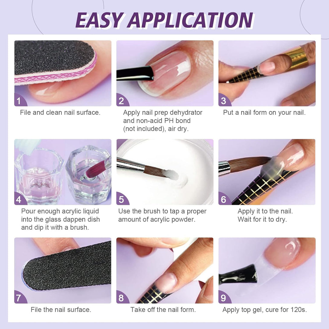 how to use the Saviland clear acrylic powder set