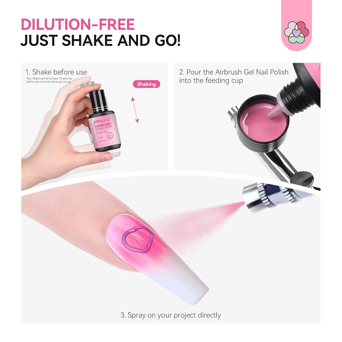 easy use-Saviland pink airbrush gel nail polish