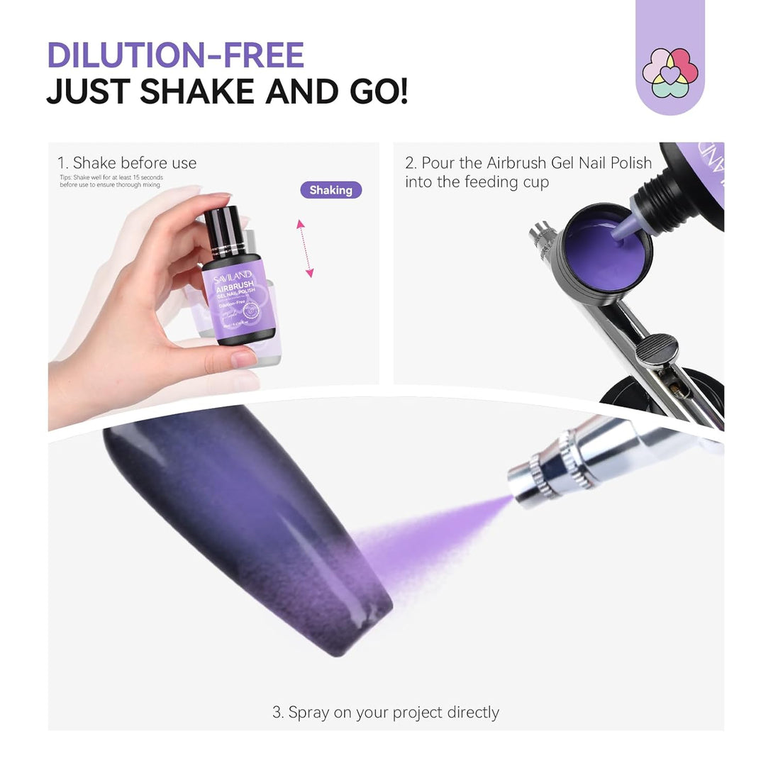 easy use-Saviland purple airbrush gel nail polish