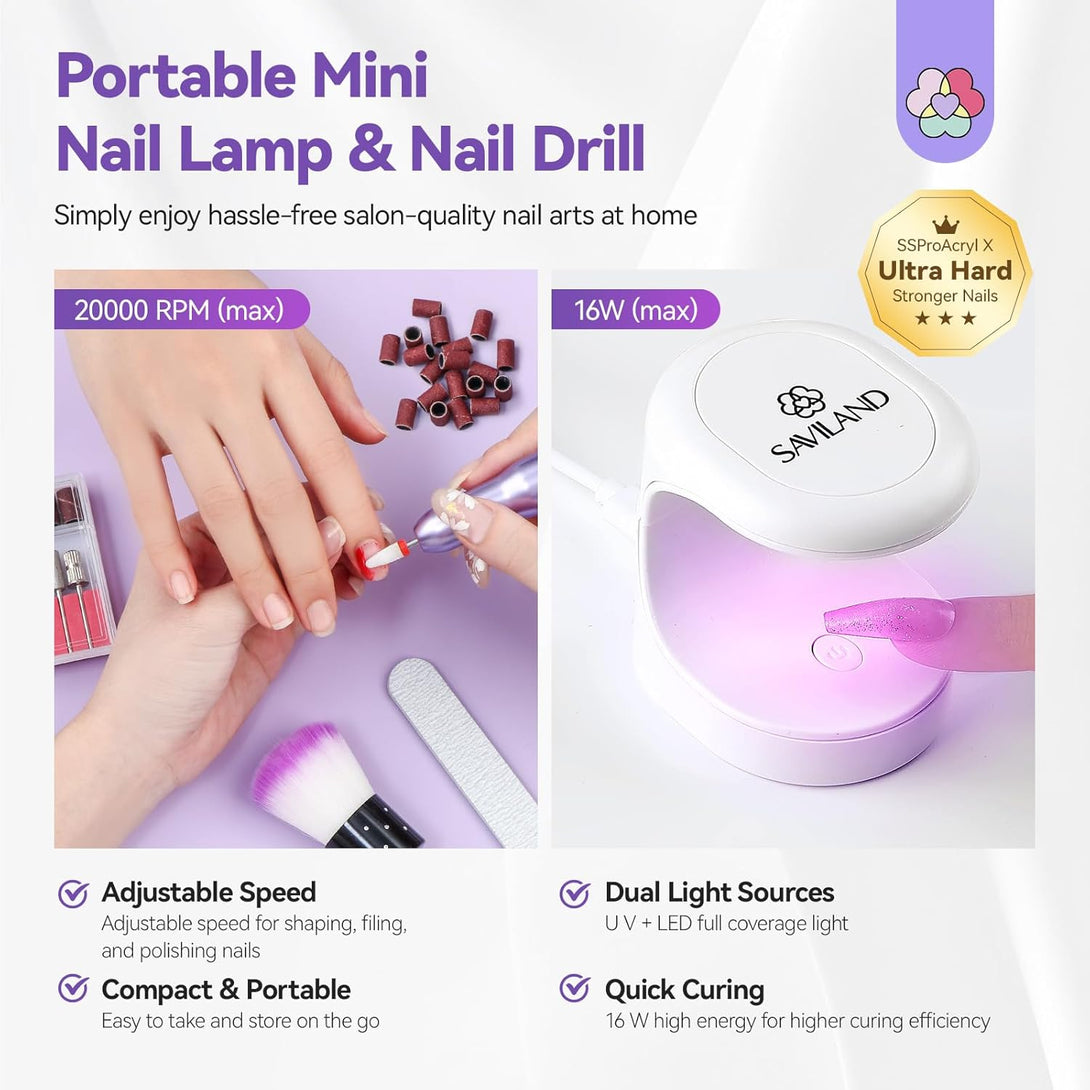 saviland builder gel set with nail drill and lamp