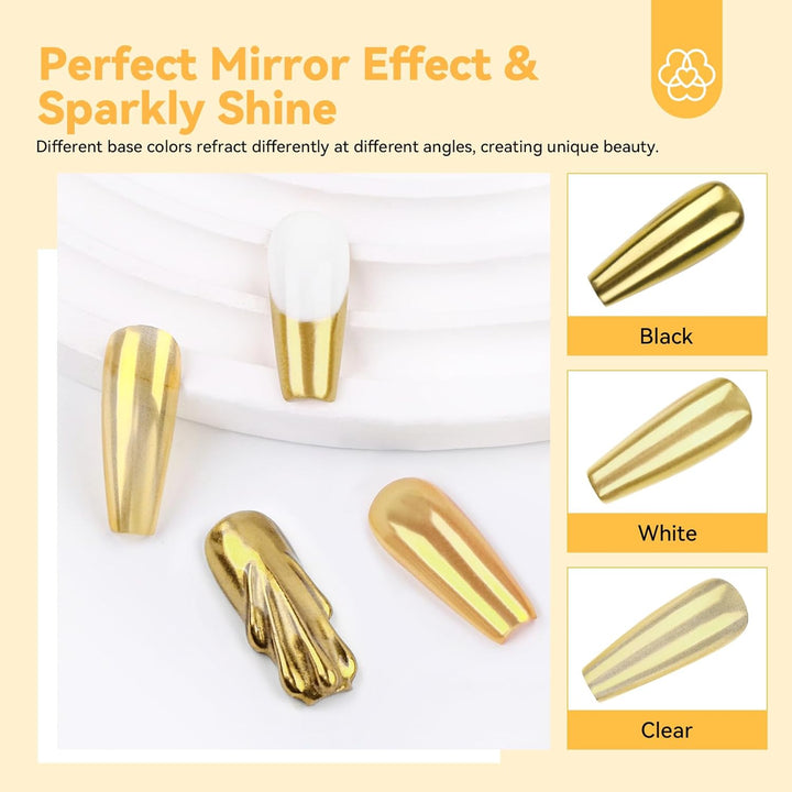 perfect mirror effect-Saviland gold nail chrome powder