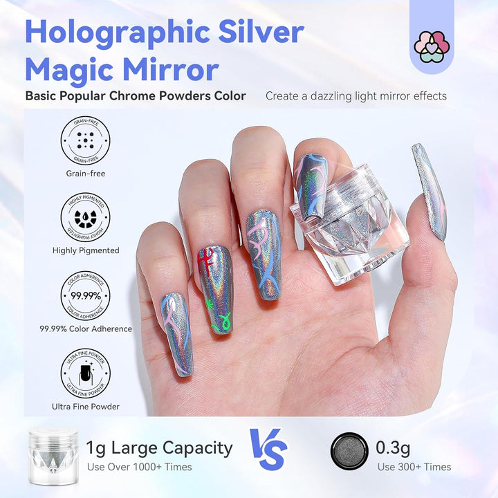 Saviland holographic silver chrome powder