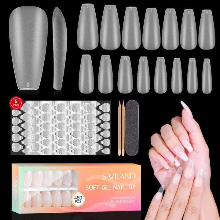 480PCS Medium Coffin - Soft Gel Nails Tips