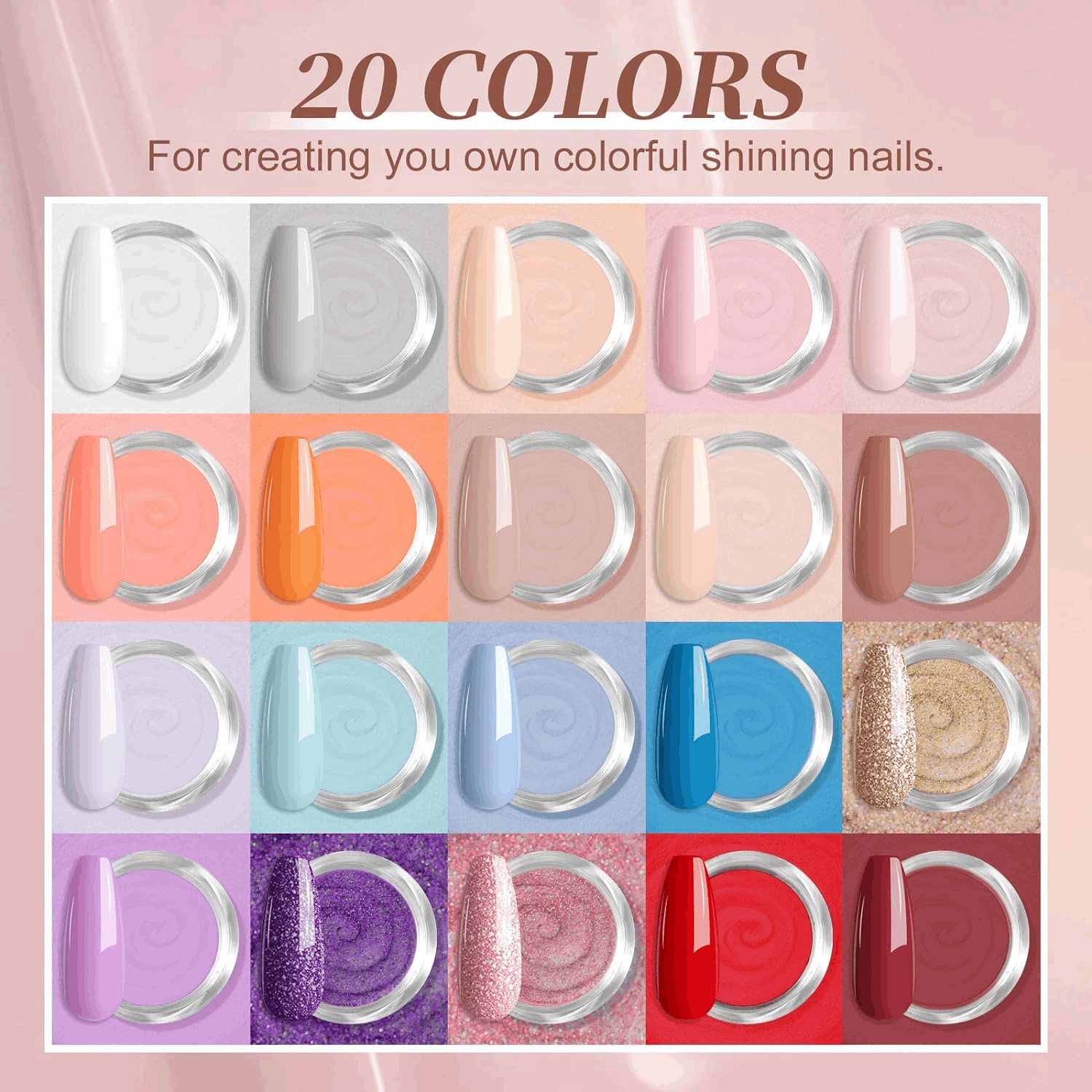 [US ONLY]31pcs Dip Powder Nail Kit Starter - 20 Basic Colors