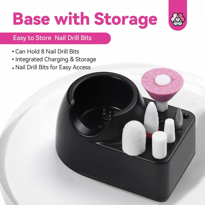 black nail drill with base with storage