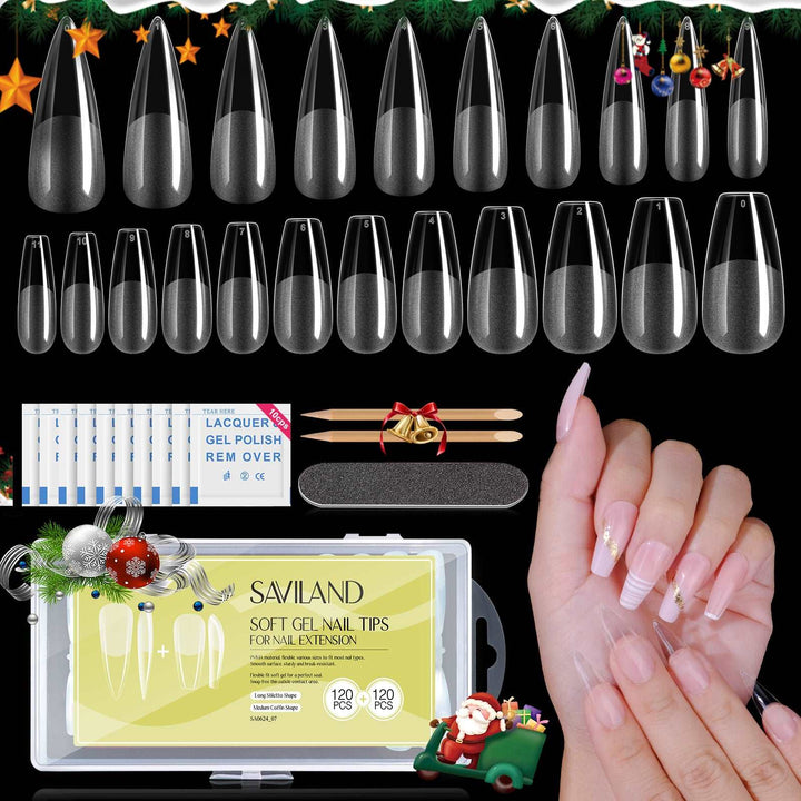 [US ONLY]240PCS Soft Nail Gel Tips Full Cover Coffin
