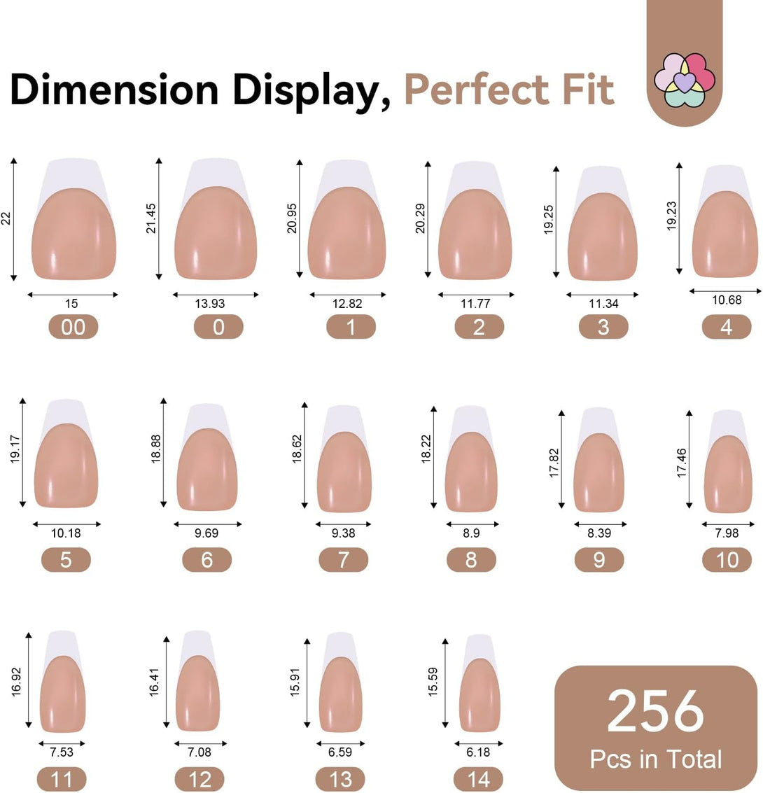 16 sizes of SAVILAND brown coffin french tip