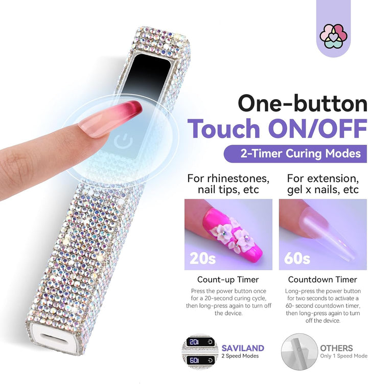 one botton touch on/off-Saviland mini uv light for nails