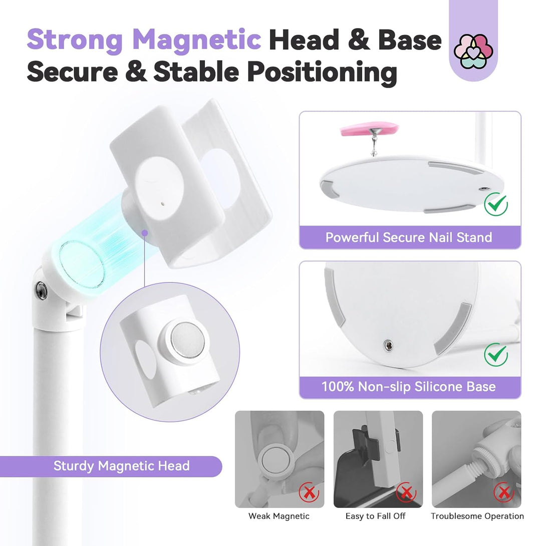 strong magnetic head % base secure hands free nail lamp