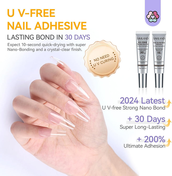 long lasting Nail Tips Glue Gel & Nail Glue Remover Kit