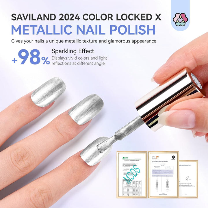 98% Sparking effect silver metallic nail polish