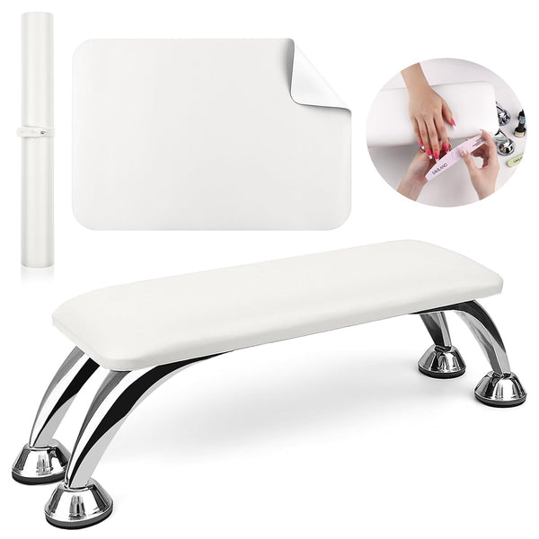 White Arm Rest for Manicure With Table Mat