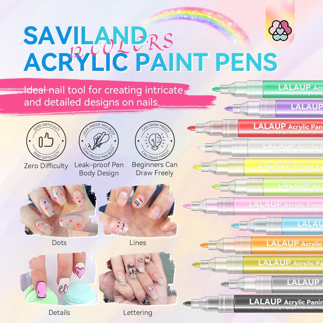 Saviland 12 colors nail pen set