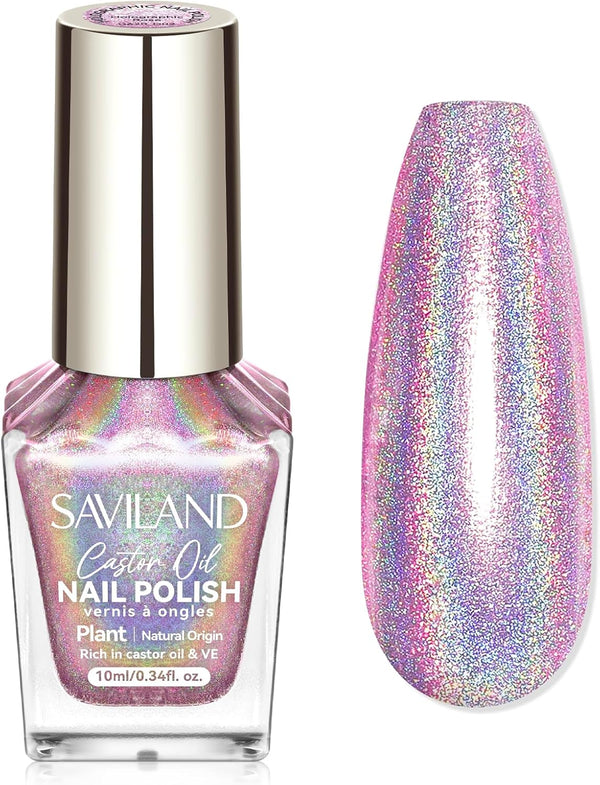 Saviland hot pink holographic nail polish