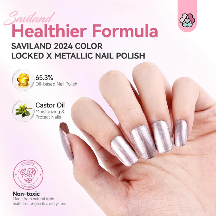 healthy formula Saviland rose gold chrome nail polish