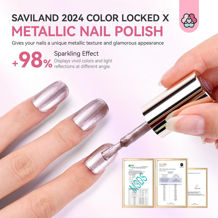 metallic rose gold nail polish wiht 98% sparkling effect