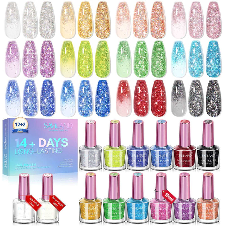 Saviland holographic glitter nail polish set