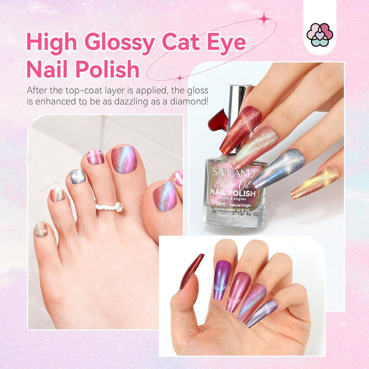 high glossy cat eye nail polish display