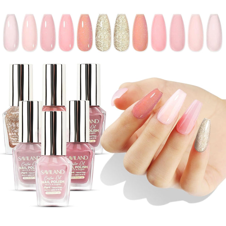 6 sheer nail polish colors set