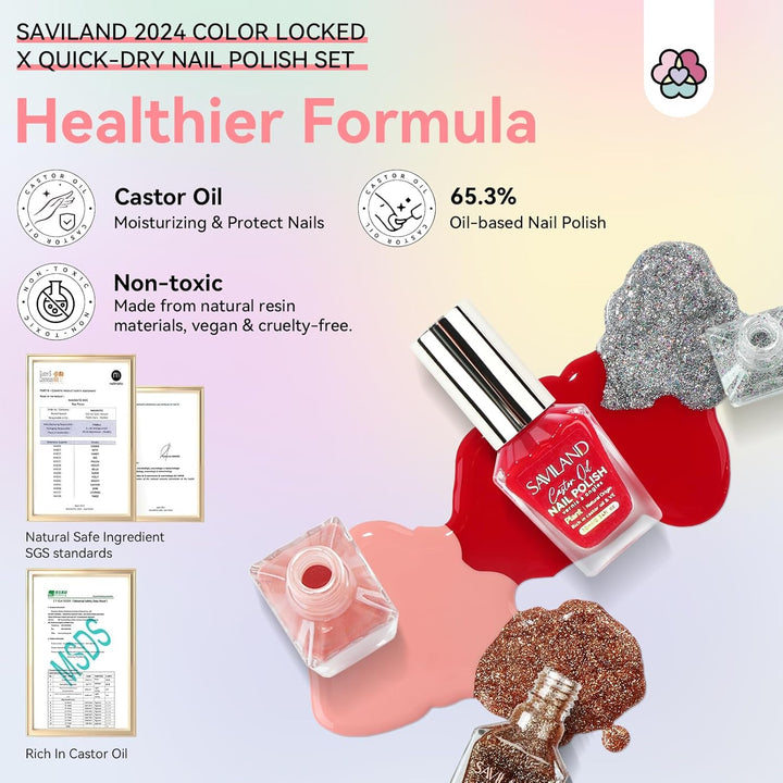 Saviland healthy formula glitter christmas nail polish