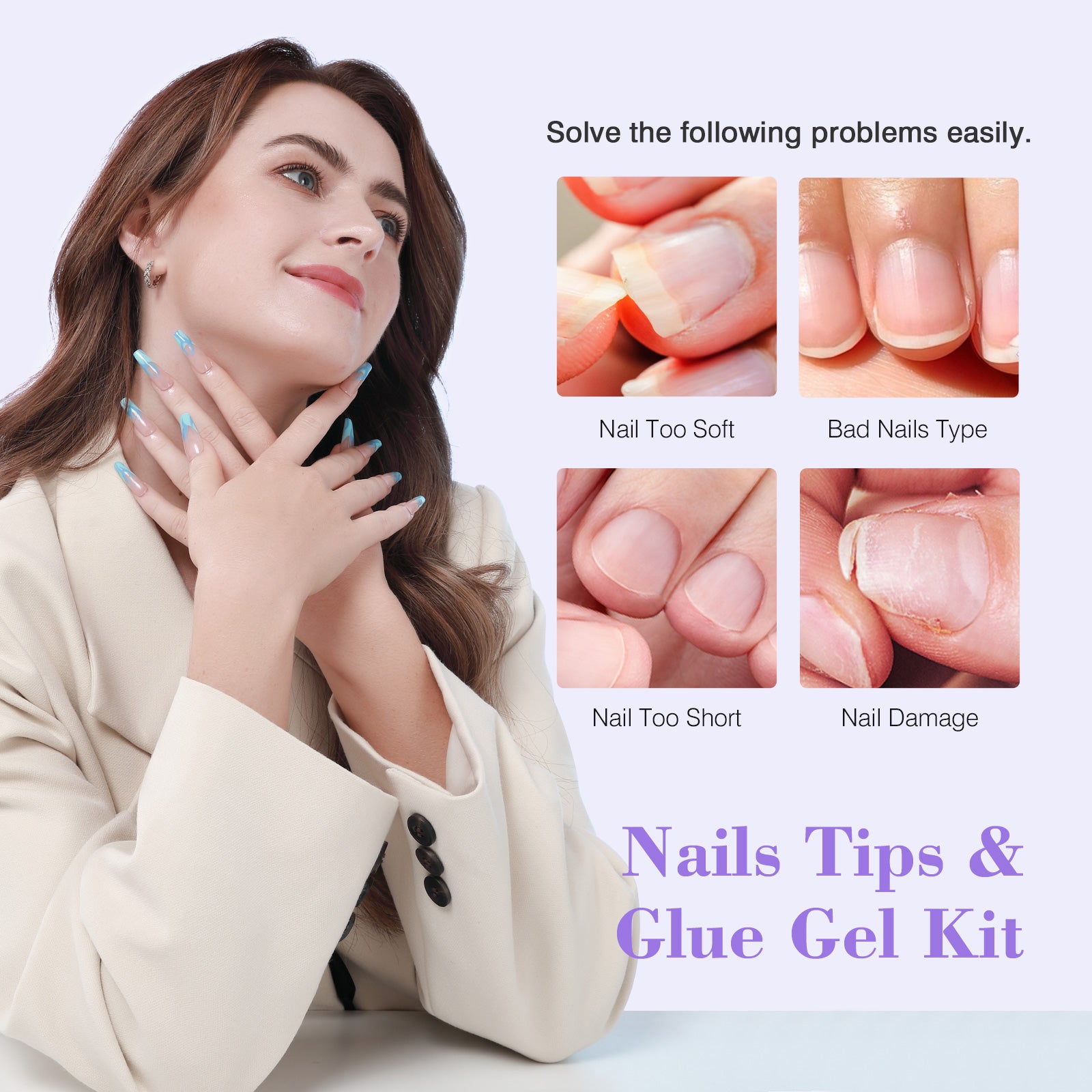Gel Nail Kit Starter Set with Nail Lamp & Tips | SAVILAND
