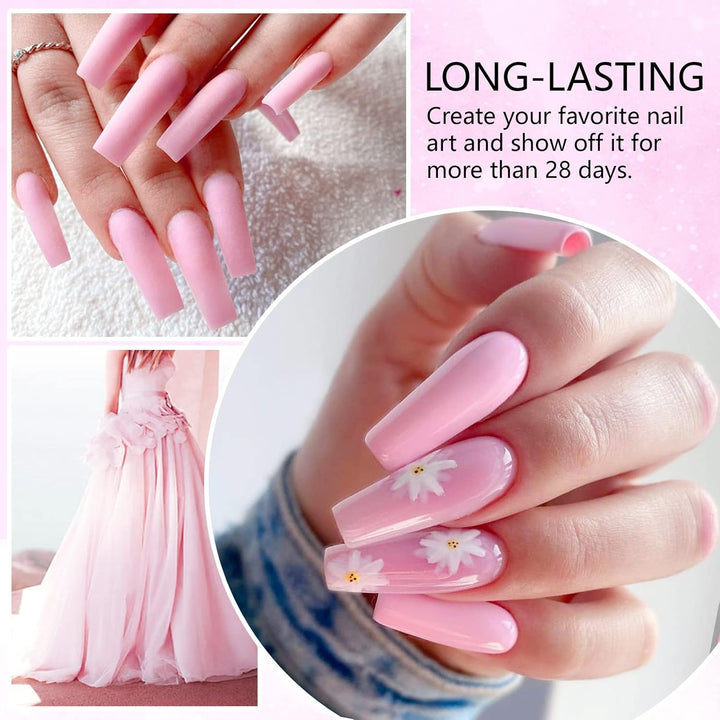 long lasting professional acrylic powder pink nails