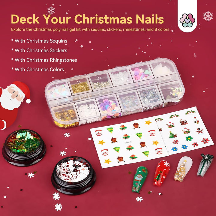 Saviland best poly gel nail kit with Christmas sequins, stickers