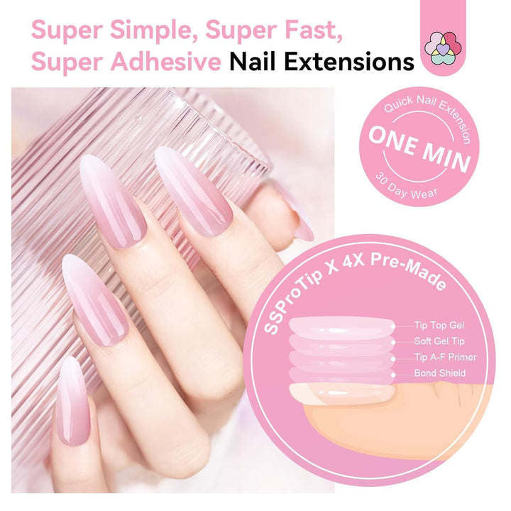 Saviland pink ombre press on nails