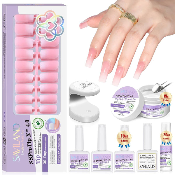 SSProTip X™ Long Square Ombre French Tip Press On Nails Kit