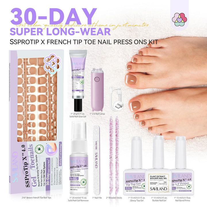 what's in the french tip press on toenails kit