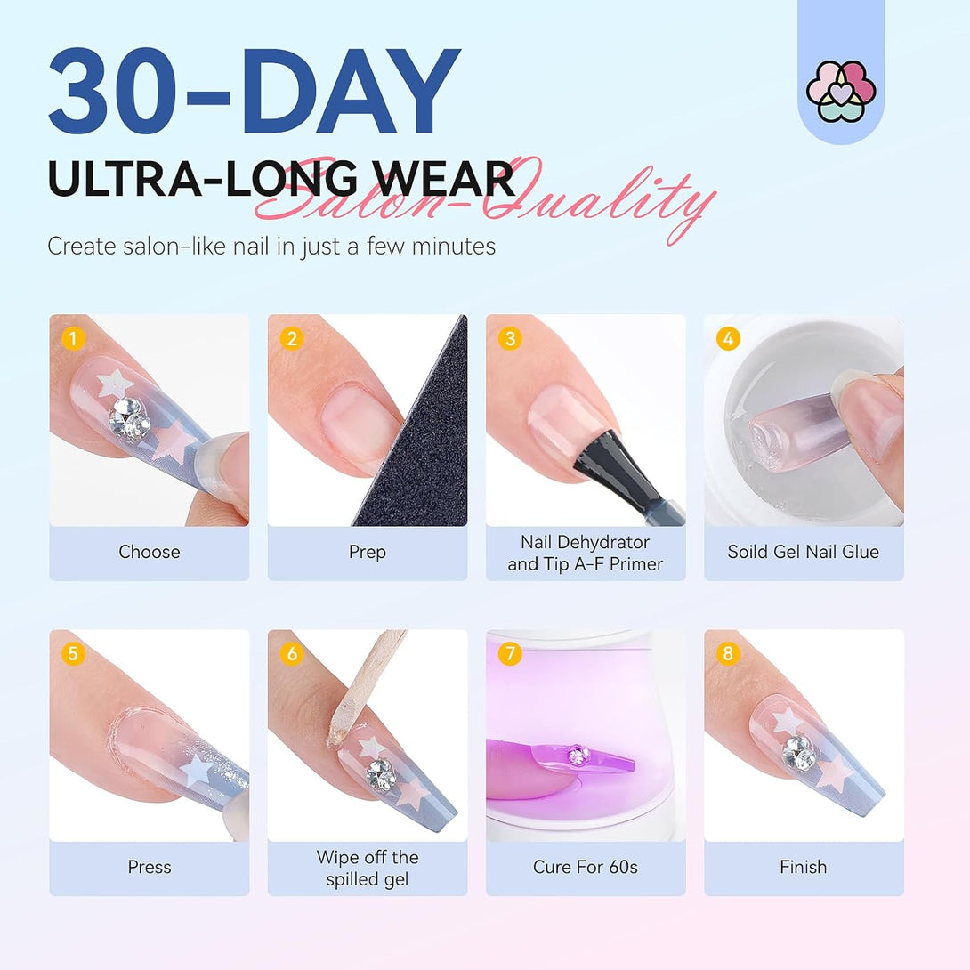 how to use the Saviland ombre press on nails kit